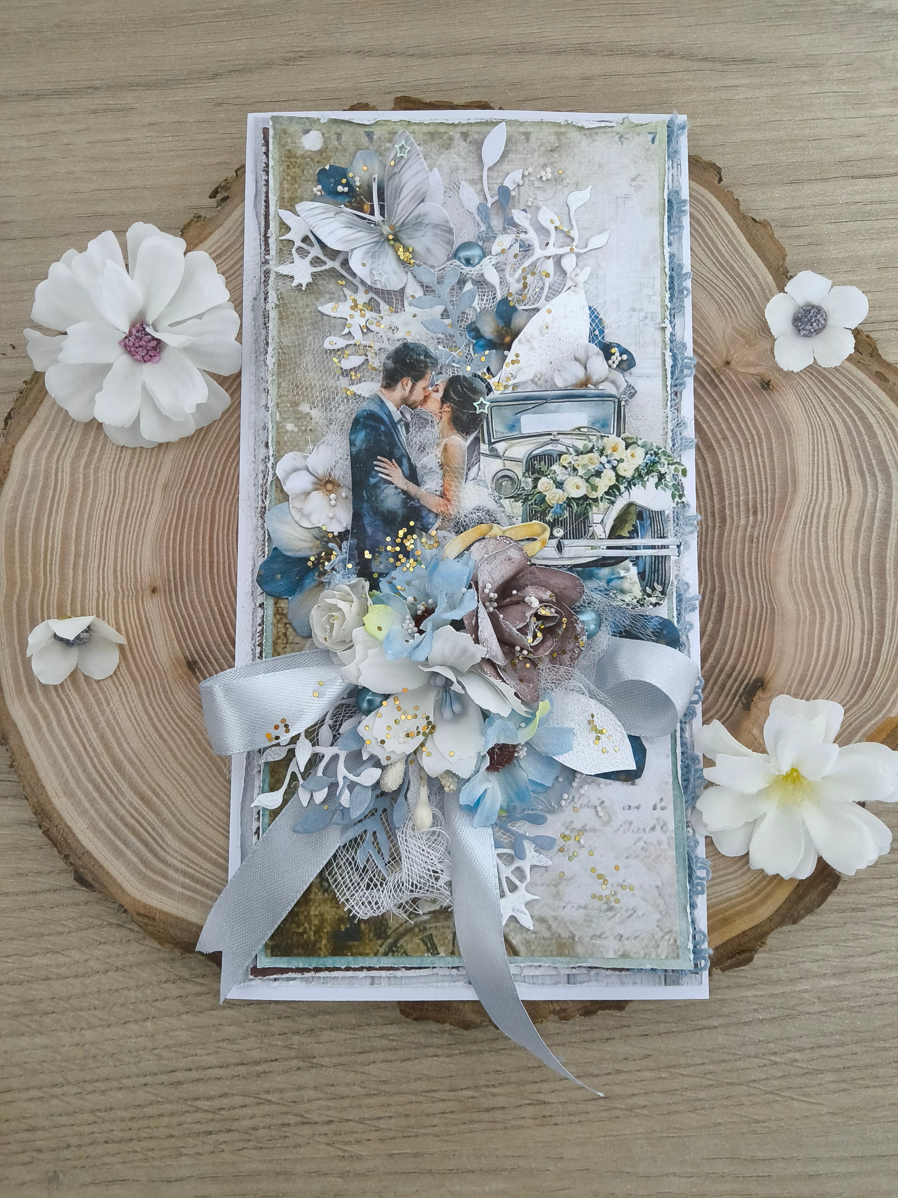 Coffret carte mariage élégance bleue