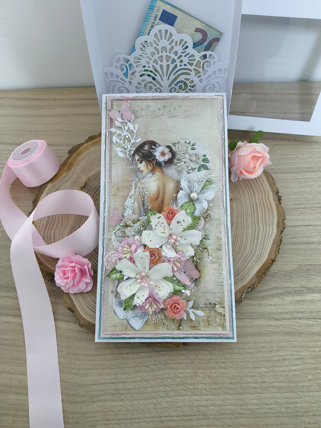 Coffret carte mariage rose poudré