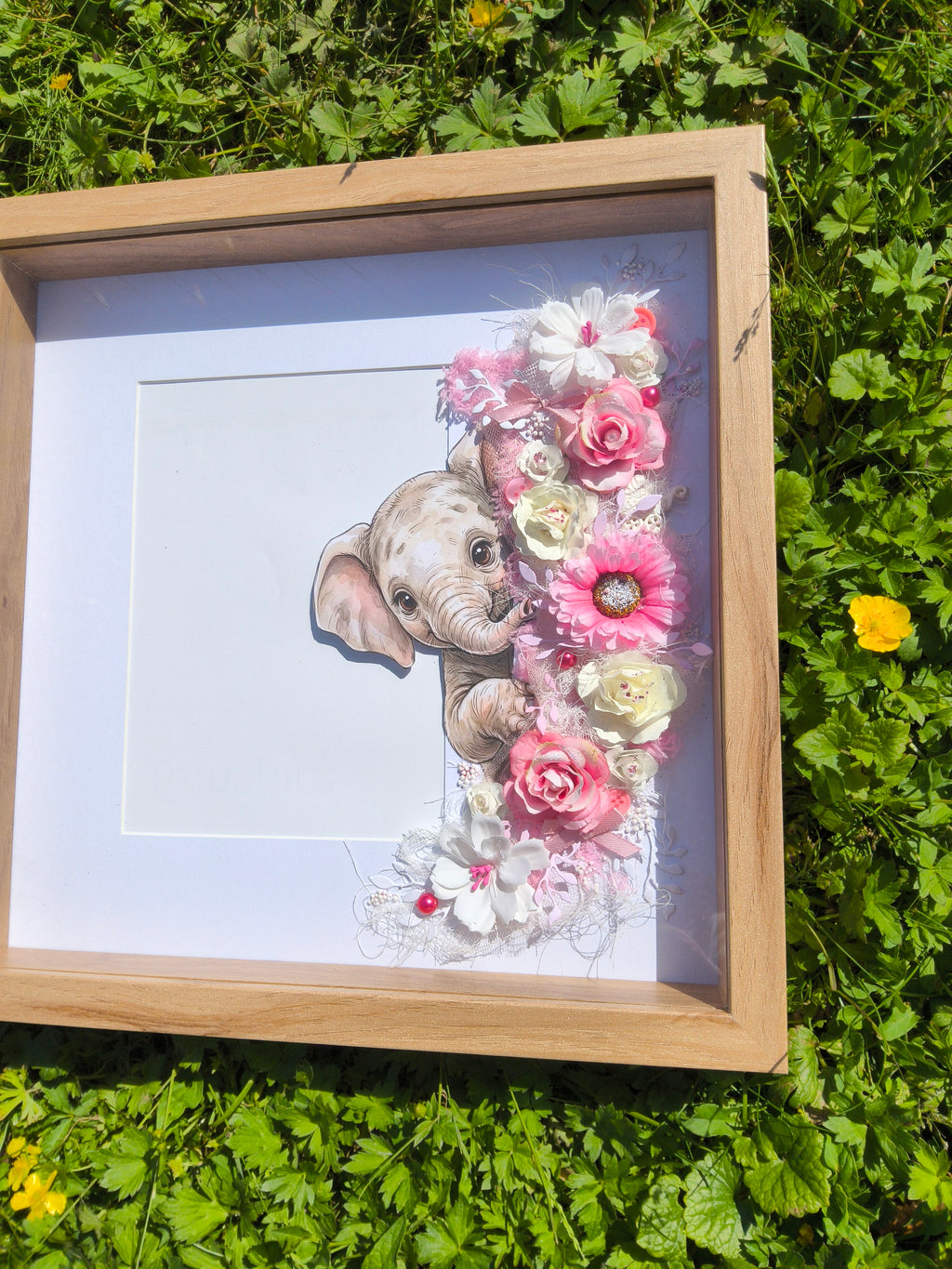 Cadre Naissance Éléphant Rose – Cadeau Bébé Personnalisable