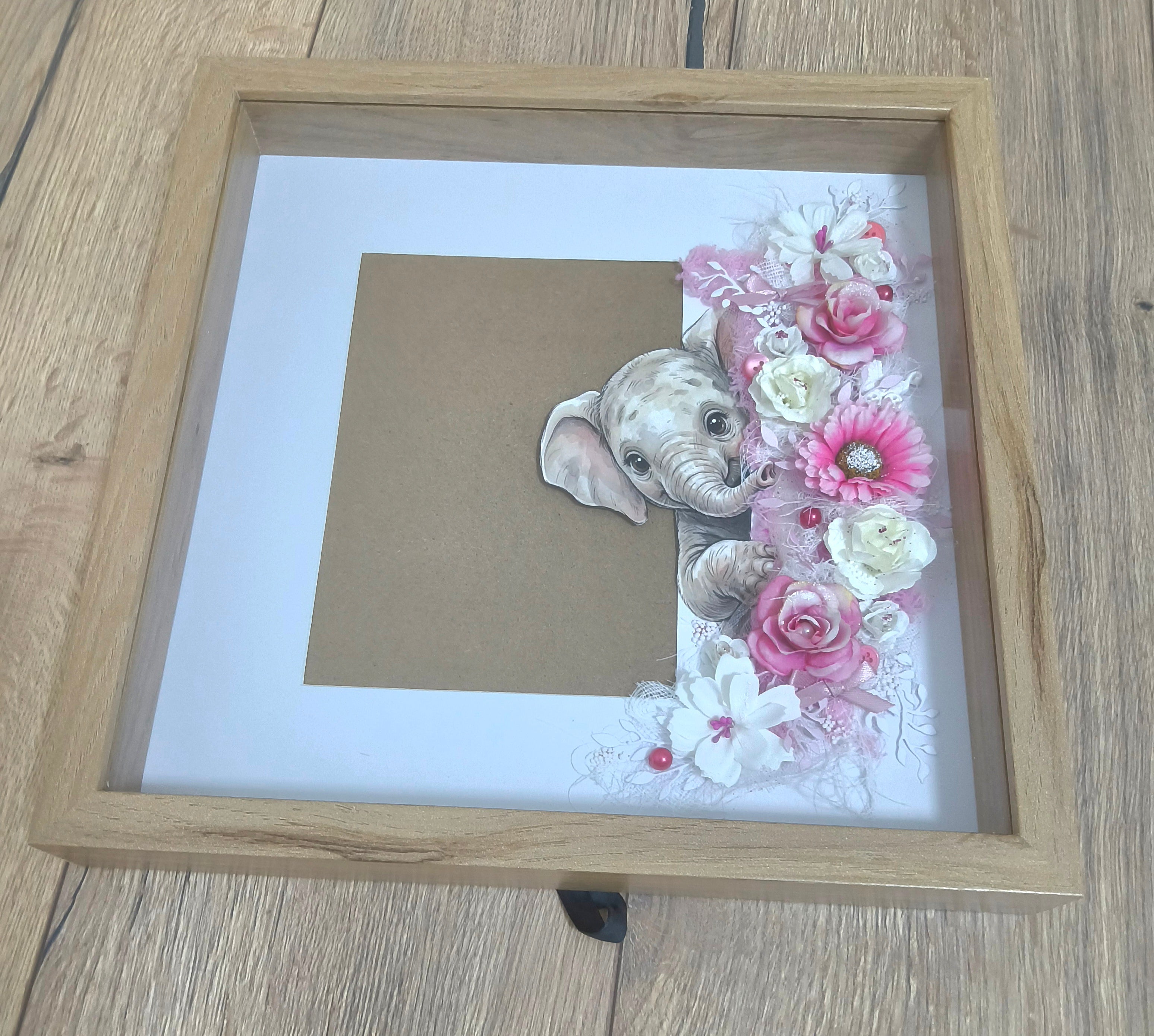 Cadre Naissance Éléphant Rose – Cadeau Bébé Personnalisable