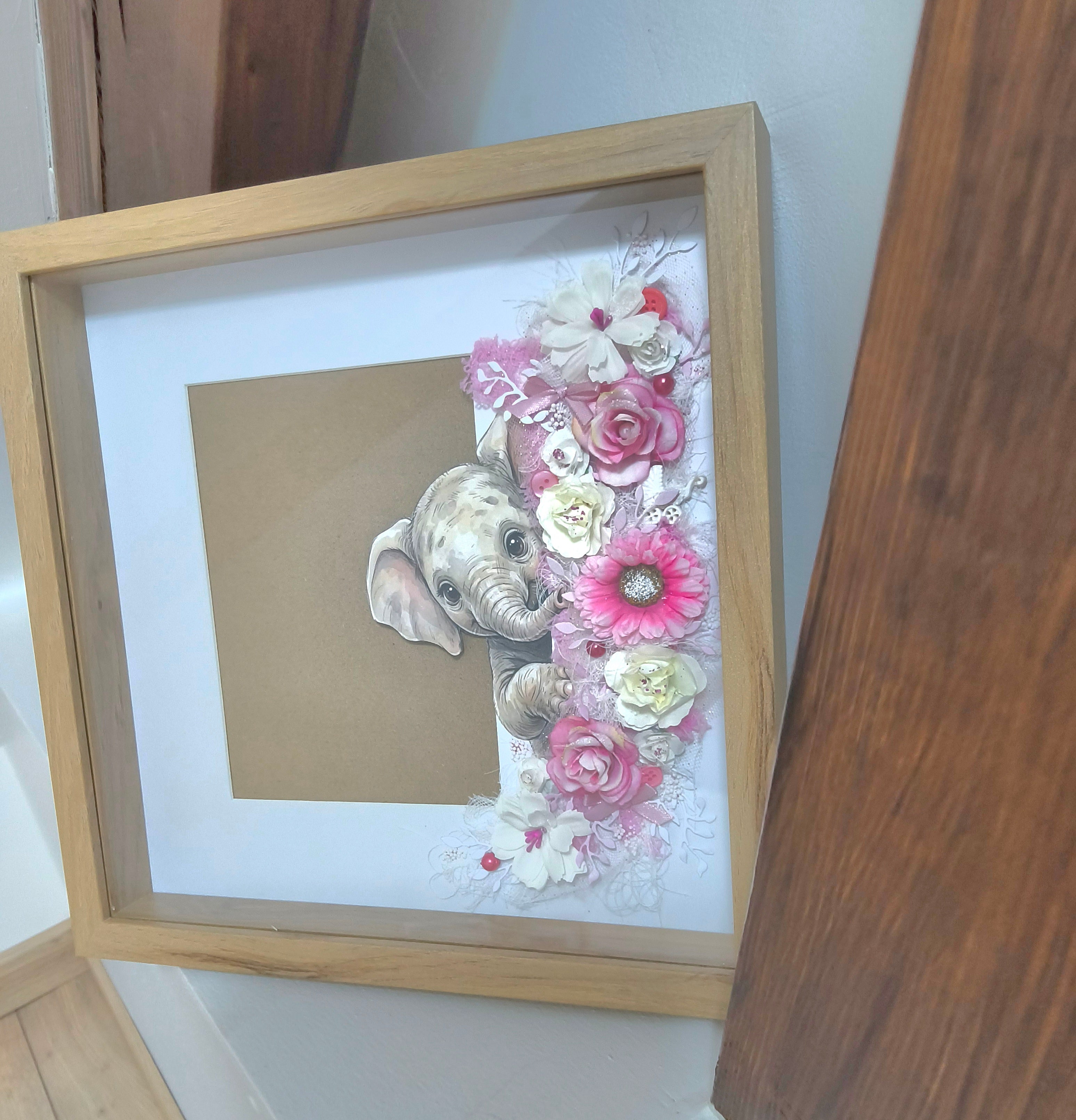 Cadre Naissance Éléphant Rose – Cadeau Bébé Personnalisable