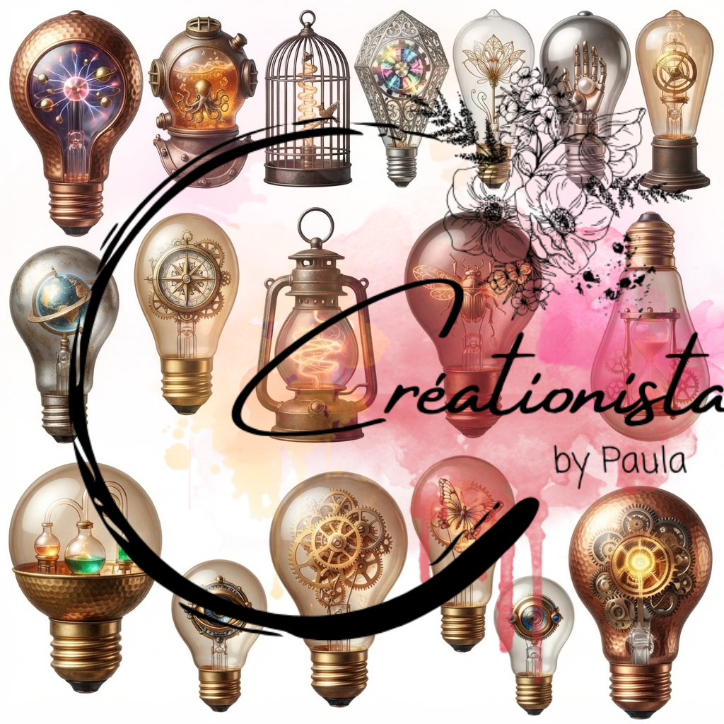 Pack de 25 Images Steampunk Numériques pour Art Journal