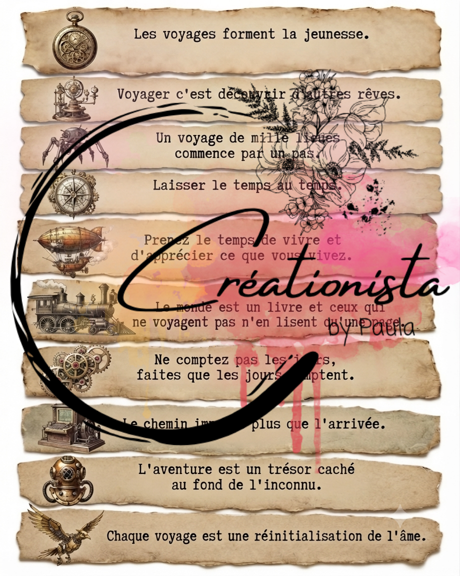 Pack de 25 Images Steampunk Numériques pour Art Journal